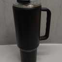 50oz Tumbler With Handle and Straw Lid, Vacuum Insulated Travel Coffee Mug Stainless Steel Insulated Cup for Beverages, Leak-proof, Cupholder Friendly(Black)