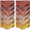 MOON PARK Baby Washcloths, 12 Pack - 12x12 Inches, Small Burp Cloths and Baby Wipes - 100% Cotton Muslin Ultra Soft for Newborn, Infant and Toddlers - Brown, Honey and Bean Paste Series
