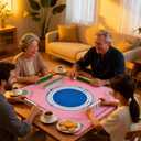 Neoprene Mahjong Mat for Table(33"X33")-Non-Slip Noise Reducing American Mahjong Mat,Odorless, Free of PAHs Mahjong Table Mat for Beginners & Experts,Includes Carrying Bag(Pink)