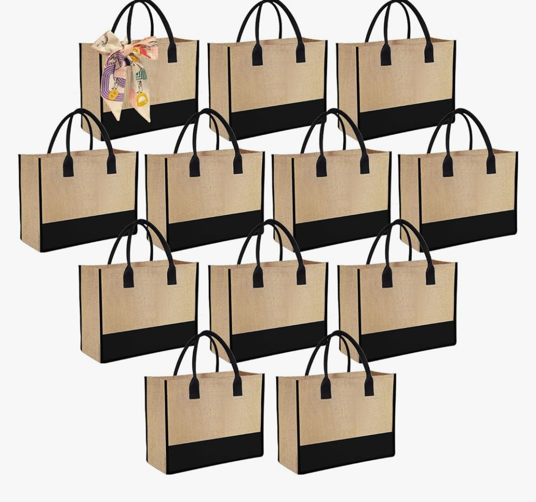 12pcs Tote Bags with Handle Bridesmaid Wedding Favors Women Gift Bag Welcome Bulk Reusable Tote for Beach Shopping