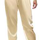 Betusline Women's Solid Color Drawstring Tie Elastic Waist Loose Satin Joggeing Pants with Pockets, Champagne, US X-Small 