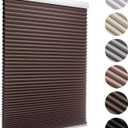 MYshade Blackout Cordless Cellular Shades Honeycomb Shade for Indoor Windows Room Darkening Blinds for Home Office Pull Down Window Shades Easy to Install 24 inch Wide, H64 Taupe Pleated Shade (24"W x 64"H, Taupe)