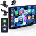 Wireless Car Stereo Compatable with Apple CarPlay and Android Auto,7" HD Portable Bluetooth Car Play Touch Screen for Car,with Backup Camera for All Cars
