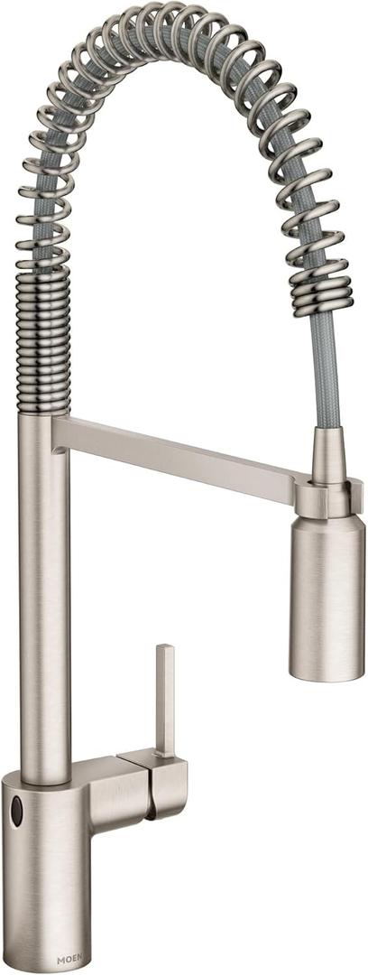 Moen Align Spot Resist Stainless Motionsense Wave Sensor Touchless One-Handle High Arc Spring Pulldown Kitchen Faucet with Sprayer, 5923EWSRS