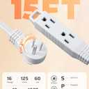 DEWENWILS 15FT Flat Plug Extension Cord, 3 Prong Ultra Thin Power Strip, 360° Rotating Plug, 13A/125V/1625W, 16 Awg Grounded Flat Power Cable for Indoor Narrow Space, SPT-3, ETL Listed, White