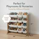 Humble Crew Toy Storage Organizer with 12 Removable Storage Bins for Kids Playroom, 4-Tier Toddler Toy Organization, Natural Wood/White