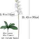 DUYONE Artificial Orchid Plant, 35 Inch 4 Pcs Phalaenopsis Flowers with Leaves, Real Touch Orchid Stems for Home Decoration