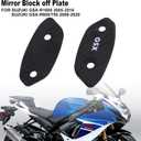 Carbon Fiber Mirror Block Off Plate for Suzuki GSX-R1000 2005-2016 /GSX-R600/750 2006-2020, Mirror Block Off Base Plates Billet fit For Suzuki GSXR 600 750 1000, Black