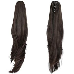 ponytail extension,24" claw clip hair extensions ponytail Long straight Hair Extension Natural Looking Synthetic Hairpiece for Women Black brown