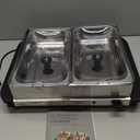 Elite Gourmet EWM-6122 Dual 2 x 2.5 Qt. Trays, Buffet Server, Food Warmer Temperature Control, Clear Slotted Lids, Perfect for Parties, Entertaining & Holidays, 5 Qt Total, Stainless Steel