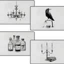 Set of 4 Halloween Placemat Decorations Gothic Place mats Set 12x18 Inch Vintage Washable Placemats for Home Party Kitchen Dining Holiday Decoration