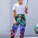 UNICOMIDEA 6-16T Boys Pants Girls Funny Joggers Sports Sweatpants with Drawstring (8-9 Years, 01 Black Green 02)