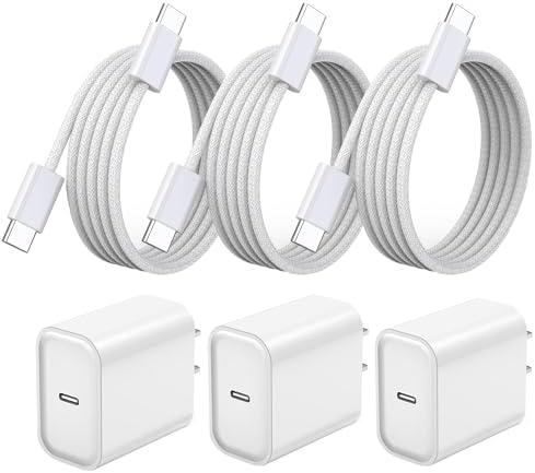 iPhone 17 16 15 Pro Max Charger Fast Charging 3Pack 20W Apple Fast Charger USB C Block with Cord for iPhone 17/17 Pro/17 Pro Max/17 Air/16/16e/16 Plus/16 Pro/16 Pro Max/15/15 Pro Max/iPad Pro/Air Pods