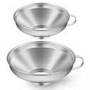 IAXSEE 2 Pack Canning Funnel Stainless Steel Wide Mouth Funnel with Handle for Wide and Regular Mason Jars