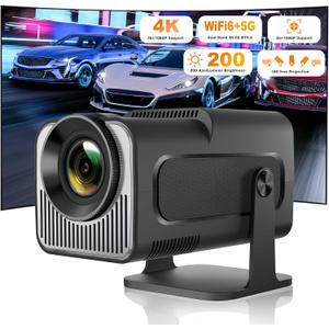 Mini Projector, HY320 Portable Projector, Support 4K 1080P with Dual-Band WIFI6 5G Wireless 5.0 Bluetooth Android 11, 180 Rotatable, Auto Keystone Correction, 40"-130" Screen Video Projector
