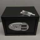 Amazon Basics Steel Security Safe and Lock Box with Electronic Keypad, Secure Documents Storage, Black, 0.5 Cubic Feet, 13.8"W x 9.8"D x 9.8"H, Removable Shelf