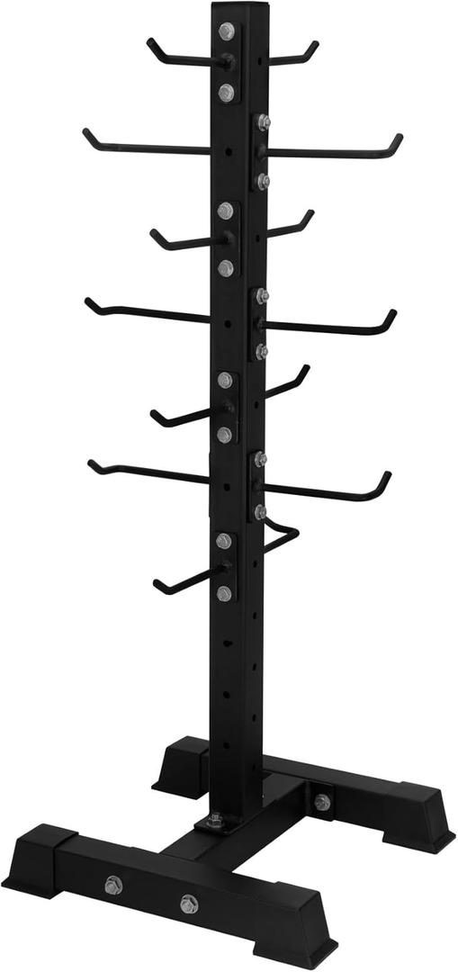 Heavy-Duty Freestanding Gym Attachment Rack | 7-Adjustable Hooks | Stores Cable Machine Accessories, Resistance Bands and More | Space-Saving Design for Home Gyms and Commercial Gyms