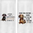 Dachshund Gifts Kitchen Towels Set - Funny Dachshund Decorative Waffle Weave Dish Towels, Wiener Dog Hand Towel, Wiener Dog Gifts Tea Towel, 1624 Inches Set of 2