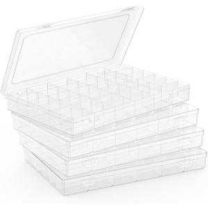 4 Pack Plastic Organizer Container Box, 36 Grids Clear Plastic Parts Organizer Box, for Beads, Art DIY, Crafts, Jewelry, Fishing Tackle with Label Stickers