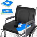 Wheelchair Cushions, Bed Sore Cushion 2-Piece Set - Wheelchair Lumbar Pillow,Gel Infused Seat Cushion, 18”x16” for Sciatica, Back & Coccyx Pain，Bedsore Pressure Relief, with Anti-Slip&Washable Cover