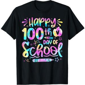 Happy 100th Day Of School Tie Dye Rainbow 100 Days Smarter T-Shirt, Medium Youth