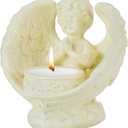 Angel Prayer Candles, Resin Christmas Angel Tealight Candle Holder, Decorative Angel Figurines for Room Decor Sympathy Gift Loss of Loved One