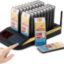 Restaurant Pager System (Upgraded 20-Pager Set) Wireless Calling System with Charging Indicators 7 Customizable Alarm Modes and Extended Long-Range for Restaurants Food Trucks and Hospitals (Black)