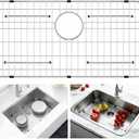 AWOKE Sink Rack for Bottom of Sink, 26" x 14" Sink Protectors for Kitchen Sink, 304 Stainless Steel Heavy Duty Metal Wire Grate for Single Bowl Farmhouse Sink Bottom,Soft Rubber Feet (Rear)