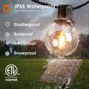 addlon 50ft- 25 Sockets Solar String Lights Outdoor with Remote,  Shatterproof G40 Bulbs, Solar Powered & USB Charging Patio Lights, Dimmable Waterproof Solar String Lights for Outside, Camping, Backyard