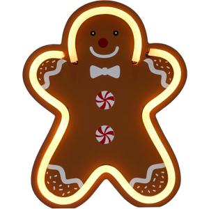 Gingerbread Christmas Decorations for Home LED Lighted Christmas Gingerbread Decor Farmhouse Wooden Tiered Tray Signs Rustic Holiday Table Sign Kitchen Xmas Party Mantel Gift Winter