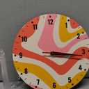 SPUNKER Clock for Bedroom, Colorful Waves Wall Clock Battery Operated 10 Inch, Retro 70s Round Clock Silent Non-Ticking Wall Decor for Farmhouse Office Home School Living Room Bedroom