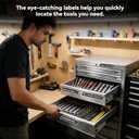 12 Pack Magnetic Toolbox Labels with Tool Icons - Upgraded Strong Magnets, Reusable No Glue Drawer Tags for Garage Workshop Organization(Black)