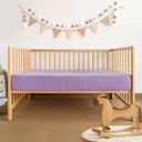 Pro Goleem Muslin Pack n Play Sheets for Girls, Soft Breathable Cotton Fitted Mini Crib Sheets, Baby Sheets for Playard Mattress, 2 Pack (PinkPurple)