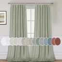 H.VERSAILTEX Natural Linen Curtains Linen Textured Semi Sheer Curtain Light Filtering Tab Top Window Treatments Panels Highly Durable Curtain Panels for Bedroom (2 Panels, 52" x 84", Sea Grass)