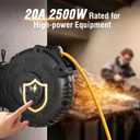 SURAIELEC Retractable Extension Cord Reel, 30FT 10AWG/3C SJTOW Heavy Duty Power Cord, 20 Amp Circuit Breaker, 4 Lighted Grounded Outlets, Wall/Ceiling Mount, ETL Listed
