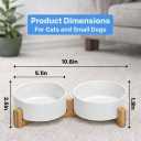Elevated Ceramic Pet Bowls  Double 13.5oz Raised Cat Dog Bowls with Bamboo Stand | Non-Toxic Ceramic Food Water Dishes | Modern Spill-Resistant Feeder for Small Dogs & Cats