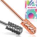 Nail Drill Bits, 2 Pcs Safety Nail Bits for Nail Drill, 3/32'' Tungsten Carbide Nail Drill Bit, Smooth Round Top Large Barrel Bits, Nail Supplies for Nail Tech to Remove Acrylic Nails (2XC) (Double Coarse-2XC)