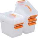 6-pack 5 Liter Small Plastic Boxes, Clear Storage Bin with Lid