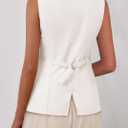 KIRUNDO Vest Tops for Women Trendy Dressy Business Casual Outfits 2026 Summer Sleeveless Fitted Blazer Work Suit Waistcoat (White, L)