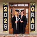 2 x OHOME Graduation Decorations 2026 2027 - Black Gold Congrats Grad Porch Banner for Graduation Party Decorations - Class of 2026 - Party Favors Supplies Backdrop Yard Signs Decor (Black)