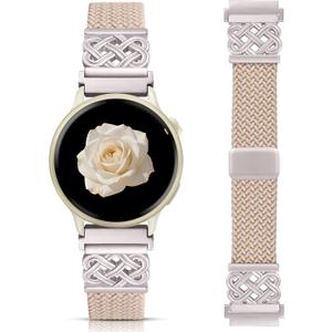 Minyee 20mm Magnetic Braided Nylon Band Compatible with Garmin Vivoactive 6/Vivoactive 5/3/3 Music Elastic Bracelet, Dressy Celtic Knot Fancy Stretchy Strap for Venu Sq 2/Forerunner 55/165/245/645