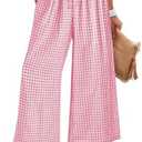 ANRABESS Womens Striped Gingham Palazzo Capri Pants Pajama Wide Leg Lounge Trousers Plaid Cute Crop PJ Bottoms with Pockets S