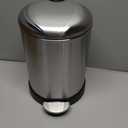Glad Small Trash Can, 1.2 Gallon | Round Stainless Steel Garbage Bin with Soft Close Lid & Step Foot Pedal | Metal Waste Basket with Removable Inner Bucket, Stainless, 8 x 9.5 x 12 inches