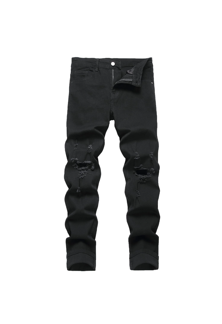 QIMYUM Men's Slim Fit Jeans Ripped Skinny Jeans for Men, Fashion Biker Jeans Stretch Moto Cargo Denim Pants XL