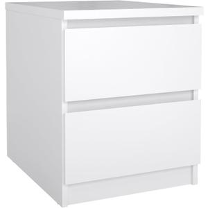 2 Drawer Nightstand, White High Gloss