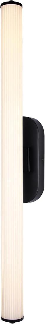 Agate Beach LED Vanity Light, 35-Inch Black Finish with Glossy White Shade, Damp Rated Modern Wall Lighting for Bathroom and Powder Room