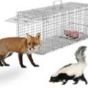 Heavy Live Animal Cage Trap, Collapsible Galvanized Wire with Pedal Triggers, Indoors/Outdoors Humane Cat Trap for Stray Cats, Squirrel, Raccoons, Mouse, Groundhogs, Foxes, Armadillos(30.51" 11.02 11.81)