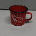 1 Pack Christmas Enamel Mugs Xmas Red Enamel Mug Gifts Merry and Bright Santa Enamel Tea Cups Seasonal Holiday 12 Ounce Christmas Mug for Women Coworkers Vintage Camping (Vivid Style)