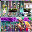 36pcs Mardi Gras Ornaments for Tree,Wooden Purple Yellow Green Hanging Decorations Car Crown Mask Gnome Decor Home Carnival Holiday Party Favors