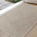 Color&Geometry Ultra Thin Indoor Door Mat 32"x48", Machine Washable Front Door Mat Non Slip, Low Profile Entrance Mat Indoor, Absorbent Carpet for Inside, Entry, Entryway (FOLD) (Khaki)